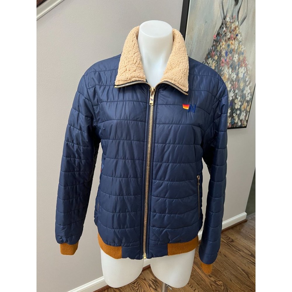 AVIATOR NATION All Seasons Puffer Jacket Adult Size Small Blue - Picture 2 of 5